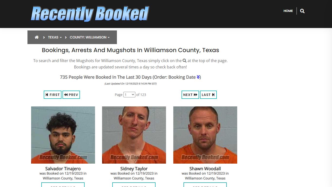 Bookings, Arrests and Mugshots in Williamson County, Texas