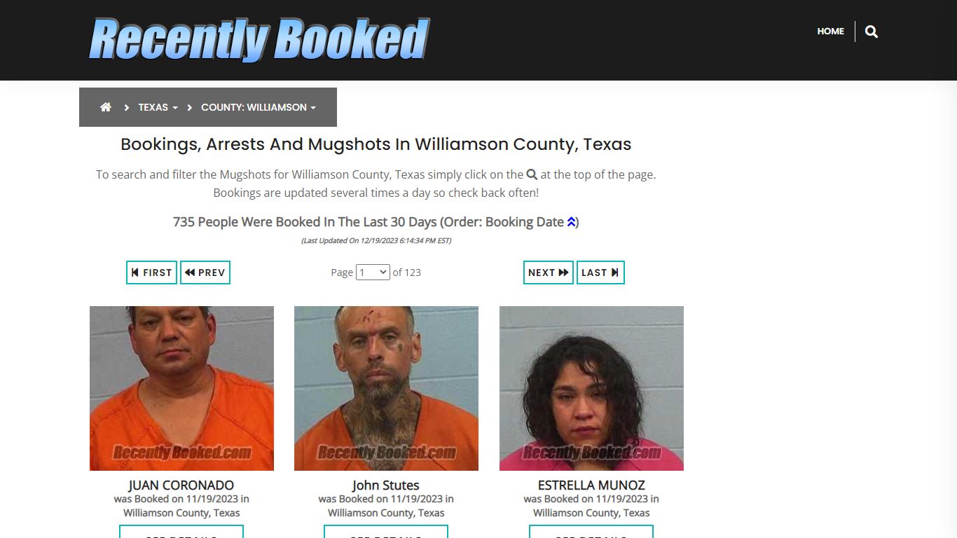 Bookings, Arrests and Mugshots in Williamson County, Texas